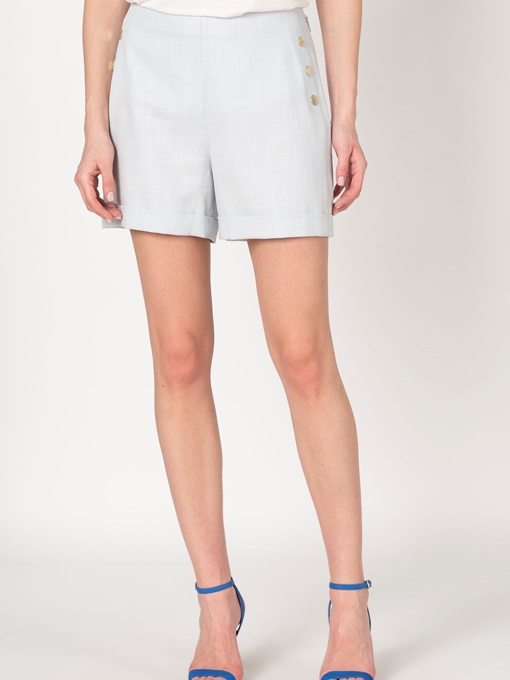 Ted Baker Peliat Blue Gold Button Tailored Shorts Size 2